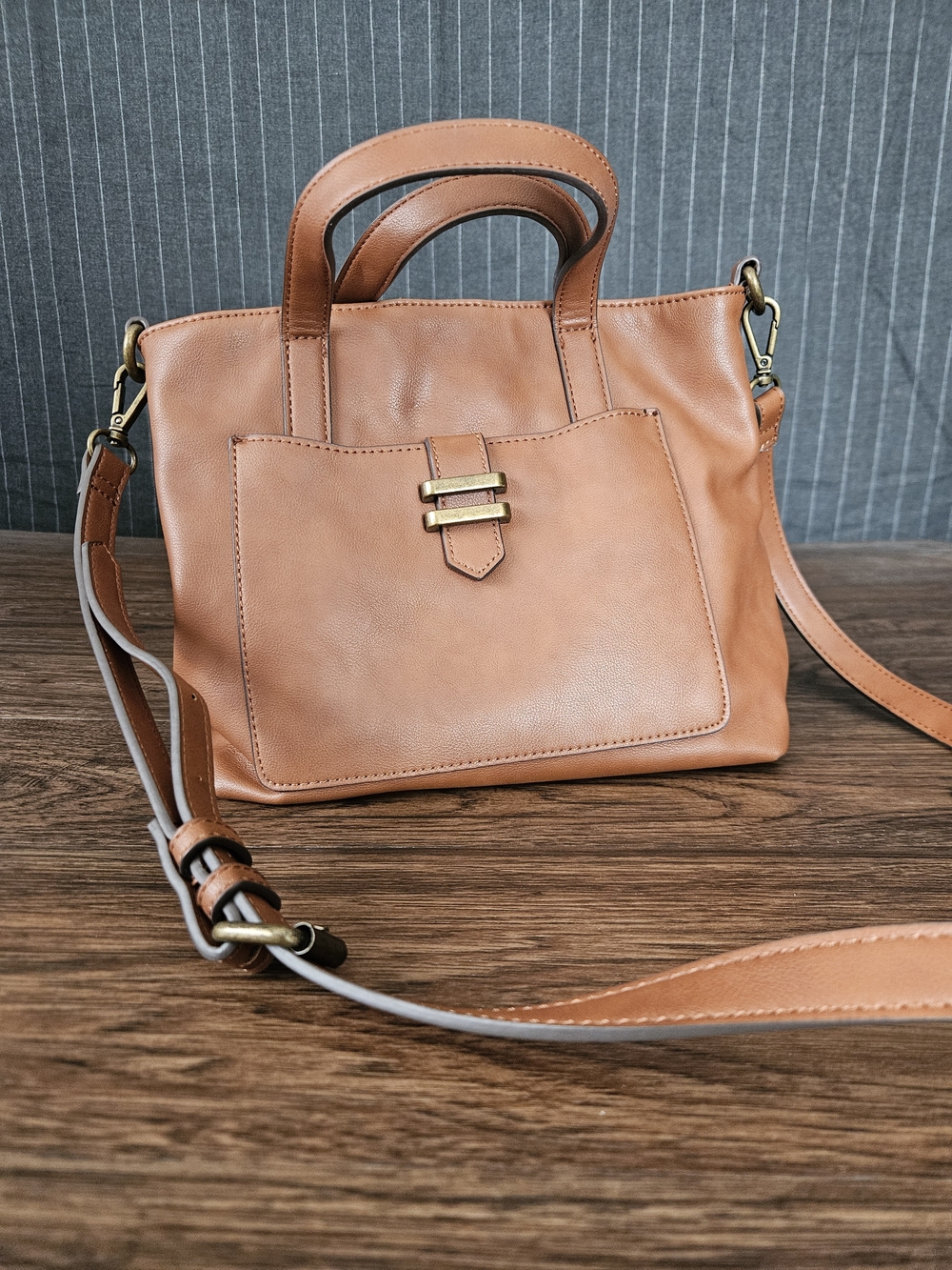Sonoma Goods for Life Cognac Brown Satchel Crossbody Bag